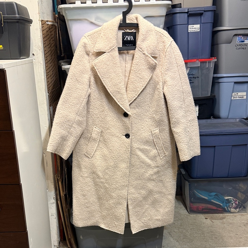 Zara Women's Cream Teddy Jacket